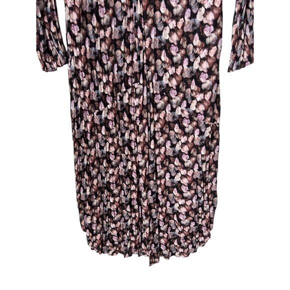 VINCE Micro Painted Floral Twist Drape Midi Dress Womens Size 10 Pleated A-Line - Picture 3 of 10